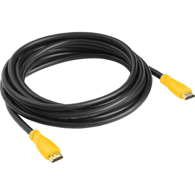 GCR Кабель 1.5m HDMI версия 1.4, черный, желтые коннекторы, OD7.3mm, 30/30 AWG, позолоченные контакты, Ethernet 10.2 Гбит/с, 3D, 4K GCR-HM340-1.5m, экран Greenconnect GCR-HM340-1.5m