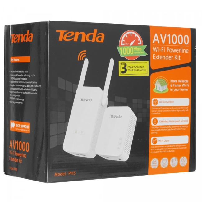 Набор PowerLine адаптеров Tenda PH5 Набор PowerLine адаптеров Tenda PH5