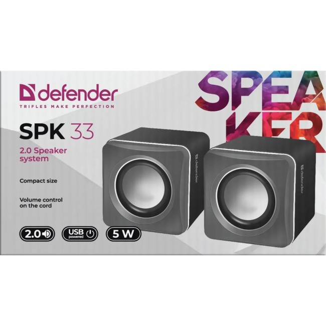 Defender#1 Акустическая 2.0 система SPK 33 серый, 5 Вт, питание от USB Defender 65632