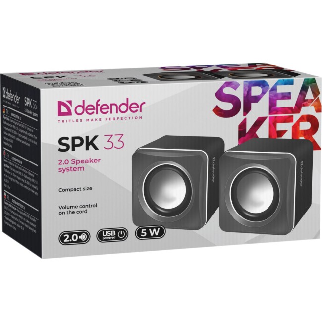 Defender#1 Акустическая 2.0 система SPK 33 серый, 5 Вт, питание от USB Defender 65632