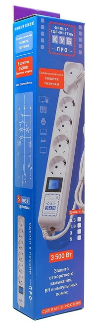 Фильтр-удлинитель Power Cube PRO, 1,9 м, LC контур, 16А/3,5кВт Power Cube Pro (1.9 м, 6 розеток)