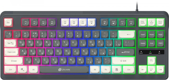 Клавиатура Oklick 711G серый/белый USB Multimedia for gamer LED (1790385) Oklick 1790385 Клавиатура Oklick 711G серый/белый USB Multimedia for gamer LED (1790385) Oklick 1790385