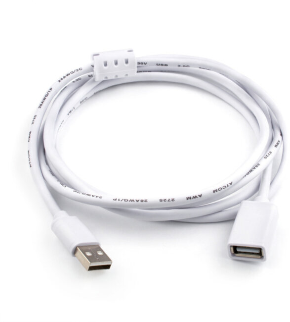 Удлинитель USB 1.8 m (Am <=> Af, феррит, белый) ATcom USB 2.0 Type-AM - USB 2.0 Type-AF 1.8