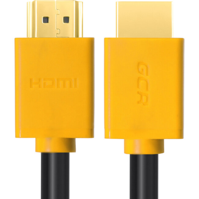 GCR Кабель 3.0m HDMI версия 1.4, черный, желтые коннекторы, OD7.3mm, 30/30 AWG, позолоченные контакты, Ethernet 10.2 Гбит/с, 3D, 4K GCR-HM440-3.0m, экран Greenconnect GCR-HM440-3.0m