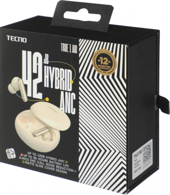 Гарнитура внутриканальные TECNO True 1 Air TU01 AIR CREAMY WHITE Гарнитура внутриканальные TECNO True 1 Air TU01 AIR CREAMY WHITE