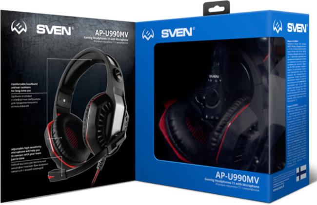 Игровые наушники с микрофоном SVEN AP-U990MV, черный-красный (USB, 7.1) Sven AP-U990MV Игровые наушники с микрофоном SVEN AP-U990MV, черный-красный (USB, 7.1) Sven AP-U990MV