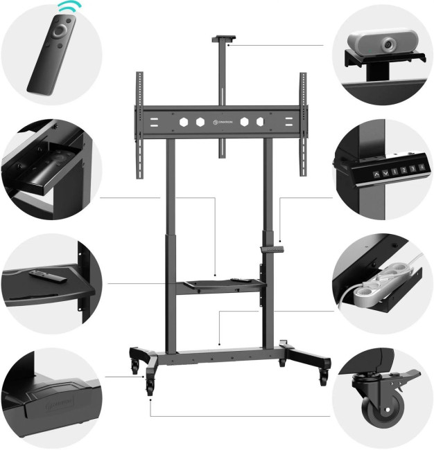 Мобильная стойка МОТОРИЗОВАННАЯ ONKRON на 1 ТВ ONKRON TS1991 eLift BLACK