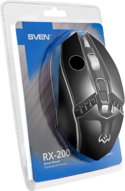 Мышь SVEN RX-200 чёрная (3+1кл. 800-1600DPI, блист, каб. 1,5м) Sven RX-200