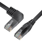 GCR Патч-корд прямой 1.0m UTP кат.5e, черный, правый угол, литой, ethernet high speed, RJ45, T568B, GCR-53123 Greenconnect RJ45(m) - RJ45(m) Cat. 5e 1м чёрный