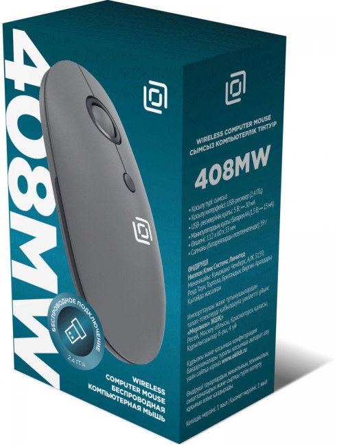 Мышь Oklick 408MW графитовый оптическая 1600dpi silent беспров. USB для ноутбука 4but (2007533) Oklick 2007533
