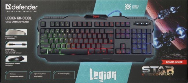 Defender Проводная игровая клавиатура Legion GK-010DL RU,RGB подсветка,19 Anti-Ghost Defender Legion GK-010DL