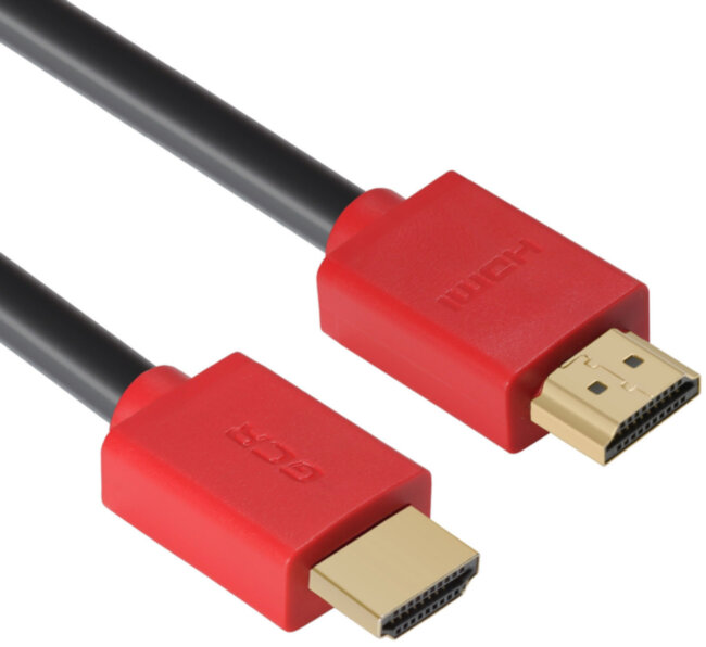 Greenconnect Кабель 5.0m HDMI версия 2.0, HDR 4:2:2, Ultra HD, 4K 60 fps 60Hz/5K*30Hz, 3D, AUDIO, 18.0 Гбит/с, 28/28 AWG, OD7.3mm, тройной экран, черный, красные коннекторы, GCR-HM451-5.0m Greenconnect HDMI (m) - HDMI (m) 5м