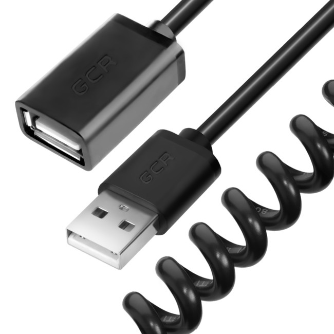 Greenconnect Удлинитель 2.0m  USB 2.0, AM/AF витой, черный, 28/28 AWG, экран, Premium, GCR-UEC0M-BB2S-2.0m Greenconnect USB 2.0 Type-AM - USB 2.0 Type-AF 2м