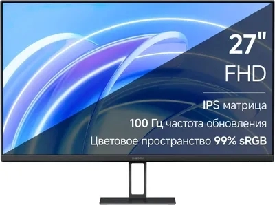 Монитор Монитор Xiaomi 27" A27i 1920x1080, IPS, 16:9, 178° /178°, 100 Hz, 6 ms GTG, 250 cd/m2, 1000:1, Регулировка наклона экрана, 1xHDMI (v.2.0), 1xDP (v.1.4), sRGB 99%, HDR10, Low Blue Light, VESA 75x75, Black, P27FBA-RAGL (ELA5345EU)