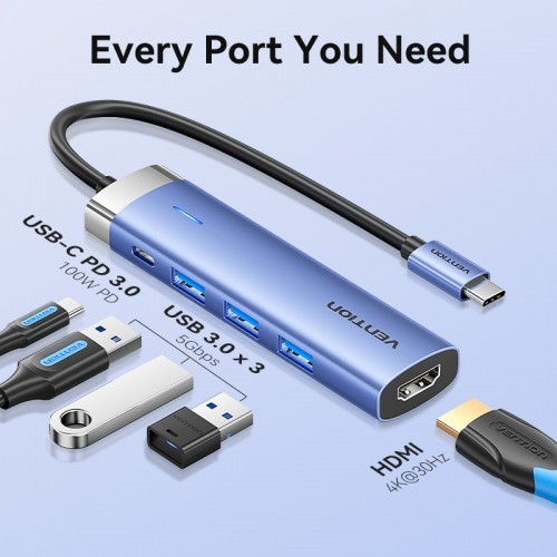 Мультифункциональный хаб Vention USB Type C 5 в 1 Vention TGESB