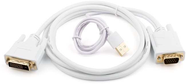 Кабель DVI-VGA 1.8 m (DVI-D с чипом, белый, в пакете) ATcom DVI-D (m) - VGA (m) 1.8 м