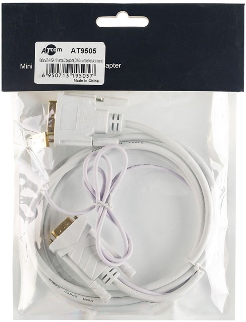 Кабель DVI-VGA 1.8 m (DVI-D с чипом, белый, в пакете) ATcom DVI-D (m) - VGA (m) 1.8 м