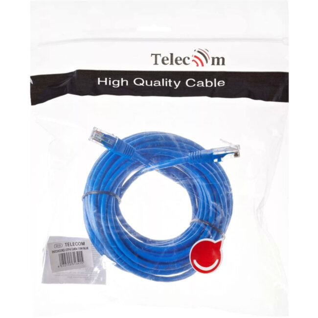 Патчкорд литой "Telecom" UTP кат.5е 10,0м синий VCOM NA102-L-10M Патчкорд литой "Telecom" UTP кат.5е 10,0м синий VCOM NA102-L-10M