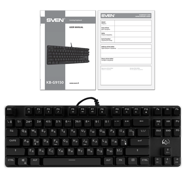 Механическая игровая клавиатура SVEN KB-G9150 (87кл., 12 Fn функций, подсветка) SVEN KB-G9150