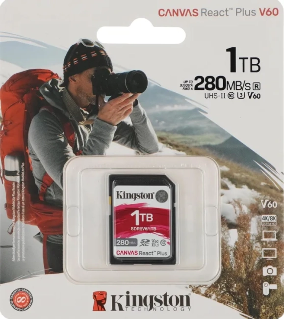 Карта памяти  Kingston 1TB SDXC Canvas React Plus UHS-II 280R/100W U3 V60 Kingston SDR2V6/1TB