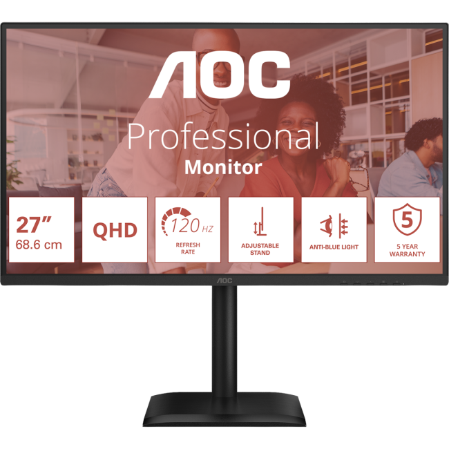 Монитор AOC Q27E4U 27 16:9 IPS 2560x1440 120Hz 4ms 350cd 1xHDMI 1xDP 4xUSB 3.2 2Wx2 HAS 150mm Internal Black 100x100 AOC Q27E4U Монитор AOC Q27E4U 27 16:9 IPS 2560x1440 120Hz 4ms 350cd 1xHDMI 1xDP 4xUSB 3.2 2Wx2 HAS 150mm Internal Black 100x100 AOC Q27E4U