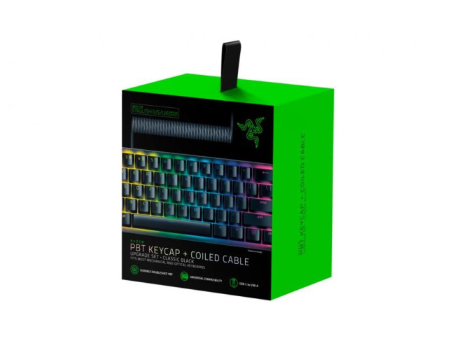 Колпачки и кабель клавиатуры Razer PBT Keycap + Coiled Cable Upgrade Set, Classic Black (US/UK) Razer RC21-01490800-R3M1