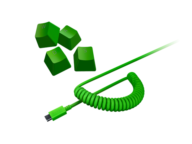 Колпачки и кабель клавиатуры Razer PBT Keycap + Coiled Cable Upgrade Set, Green (US/UK) Razer RC21-01490700-R3M1