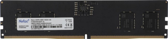 Память DDR5 16GB 4800MHz Netac NTBSD5P48SP-16 Память DDR5 16GB 4800MHz Netac NTBSD5P48SP-16