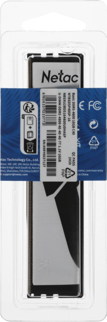 Память DDR5 16GB 4800MHz Netac NTBSD5P48SP-16 Память DDR5 16GB 4800MHz Netac NTBSD5P48SP-16