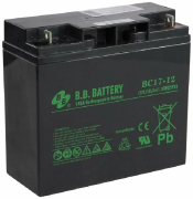 Батарея B.B. Battery серия BC, BC17-12, напряжение 12В, емкость 17Ач (разряд 20 часов), макс. ток разряда (5 сек.) 255А, макс. ток заряда 5.1A, свинцово-кислотная типа AGM, клеммы B1, ДxШxВ 181x76x166мм., вес 5.62кг., срок службы 5-7 лет BB Battery BC17-1