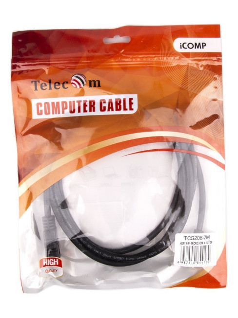 Кабель HDMI-19M --- MicroHDMI-19M ver 2.0+3D/Ethernet,2m Telecom <TCG206-2M> Telecom HDMI (m) - micro-HDMI (m) 2м Кабель HDMI-19M --- MicroHDMI-19M ver 2.0+3D/Ethernet,2m Telecom <TCG206-2M> Telecom HDMI (m) - micro-HDMI (m) 2м