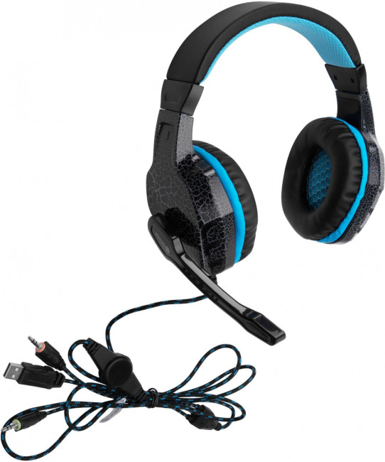 Наушники с микрофоном Oklick HS-L400G ZEUS черный/синий 2.2м мониторные оголовье (359480) Oklick 359480