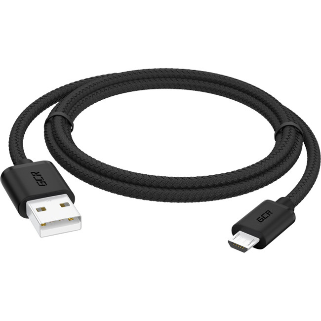 GCR Кабель 1.5m MicroUSB, быстрая зарядка, черный нейлон, GCR-54086 Greenconnect GCR-54086
