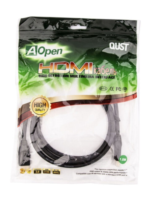Кабель HDMI 19M/M ver 2.0, 1.8М,2 фильтра, Aopen/Qust <ACG517D-1.8M> VCOM HDMI (m) - HDMI (m) 1.8м Кабель HDMI 19M/M ver 2.0, 1.8М,2 фильтра, Aopen/Qust <ACG517D-1.8M> VCOM HDMI (m) - HDMI (m) 1.8м