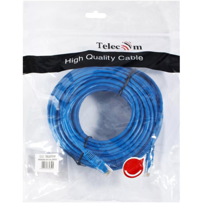 Патчкорд литой "Telecom" UTP кат.5е 20,0м синий VCOM NA102-L-20M