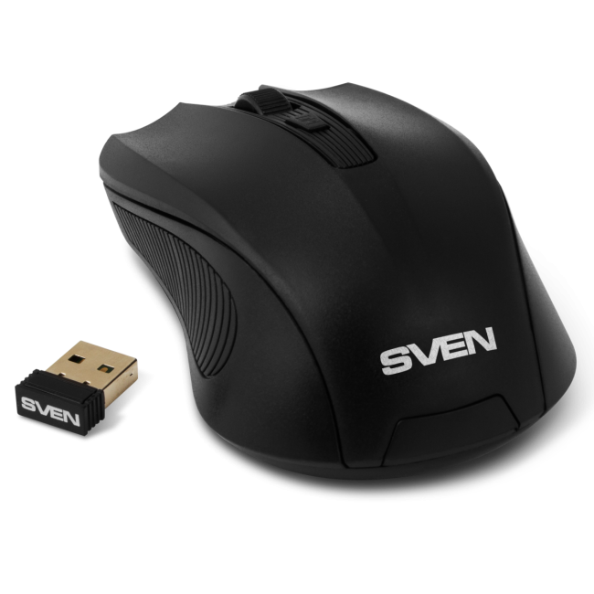 Беспроводная мышь SVEN RX-400W чёрная (3+1кл. 600/1000/1400DPI, блист) Sven SV-014674