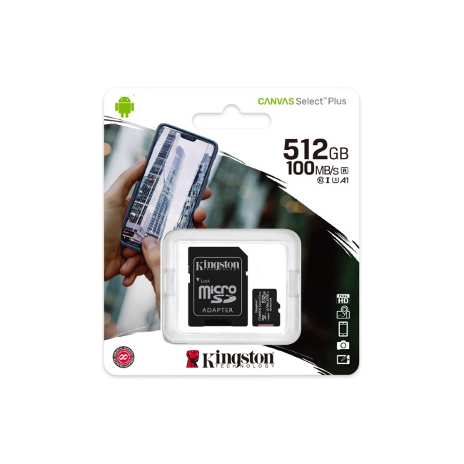 Карта памяти Kingston 512GB microSDXC Canvas Select Plus 100R A1 C10 Card + Adapter Kingston SDCS2/512GB