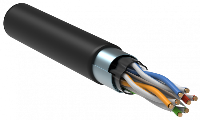 Кабель вп F/UTP, кат.6 4х2х23AWG solid LDPE 305м чер. ITK LC3-C604-339