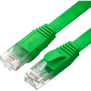 GCR Патч-корд PROF плоский прямой 0.5m, UTP медь кат.6, зеленый, 30 AWG, ethernet high speed 10 Гбит/с, RJ45, T568B, GCR-52835 Greenconnect GCR-52835