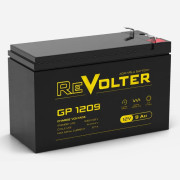 Батарея REVOLTER серия GP, REVOLTER GP 1209, напряжение 12В, емкость 9Ач (разряд 20 часов), макс. ток разряда (5 сек.) 120А, макс. ток заряда 2.25А, свинцово-кислотная типа AGM, клеммы F2, ДxШxВ 151х65х94мм., вес 2.65кг., срок службы 7 лет. REVOLTER GP 1 Батарея REVOLTER серия GP, REVOLTER GP 1209, напряжение 12В, емкость 9Ач (разряд 20 часов), макс. ток разряда (5 сек.) 120А, макс. ток заряда 2.25А, свинцово-кислотная типа AGM, клеммы F2, ДxШxВ 151х65х94мм., вес 2.65кг., срок службы 7 лет. REVOLTER GP 1