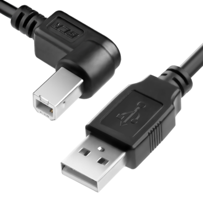Greenconnect Кабель 0.5m USB 2.0, AM/BM угловой, черный, 28/28 AWG, экран, армированный, морозостойкий Greenconnect  USB 2.0 Type-AM - USB 2.0 Type-BM 0.5м