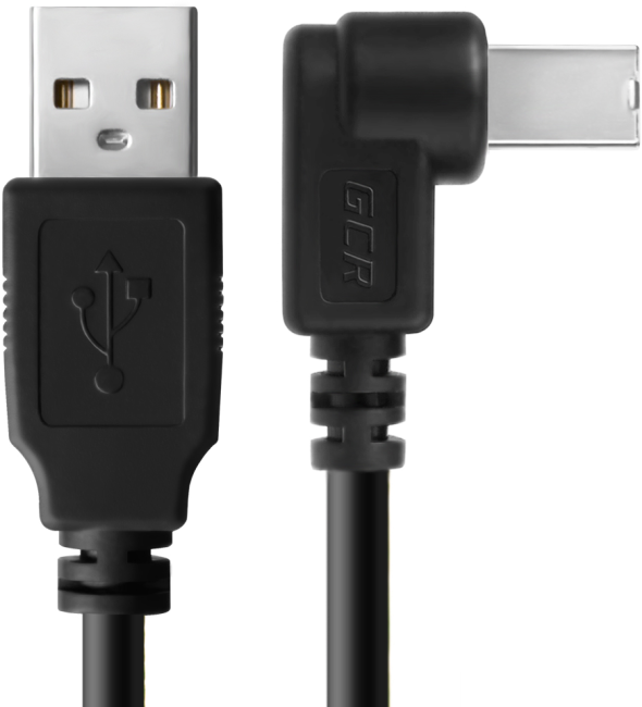 Greenconnect Кабель 0.5m USB 2.0, AM/BM угловой, черный, 28/28 AWG, экран, армированный, морозостойкий Greenconnect  USB 2.0 Type-AM - USB 2.0 Type-BM 0.5м