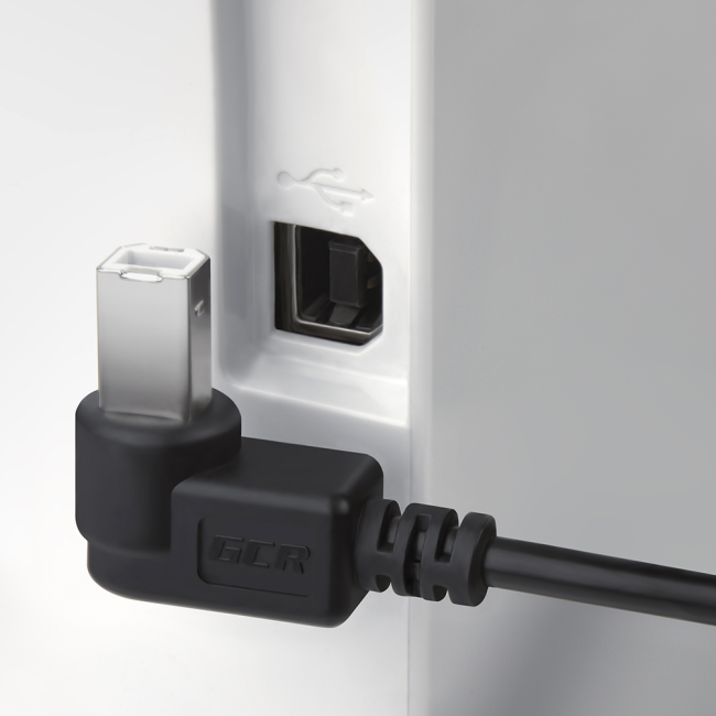 Greenconnect Кабель 0.5m USB 2.0, AM/BM угловой, черный, 28/28 AWG, экран, армированный, морозостойкий Greenconnect  USB 2.0 Type-AM - USB 2.0 Type-BM 0.5м