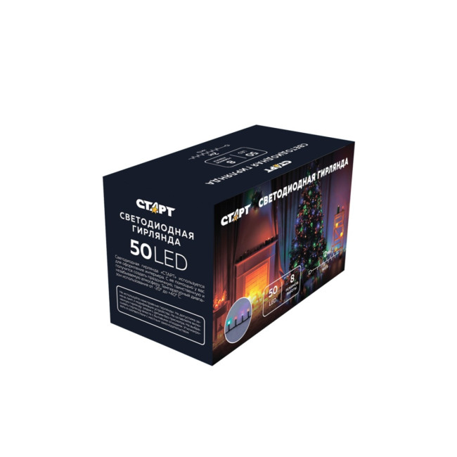 Гирлянда Гирлянда 50LED 220V, 8 режимов, 2 м, нить,  разноцветная Гирлянда Гирлянда 50LED 220V, 8 режимов, 2 м, нить,  разноцветная