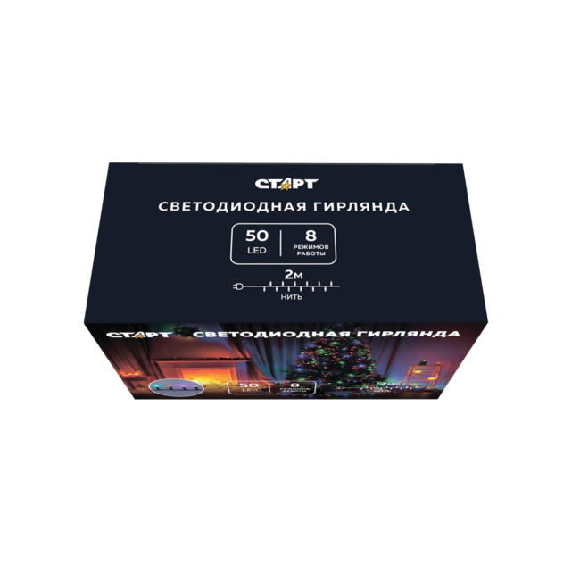 Гирлянда Гирлянда 50LED 220V, 8 режимов, 2 м, нить,  разноцветная Гирлянда Гирлянда 50LED 220V, 8 режимов, 2 м, нить,  разноцветная