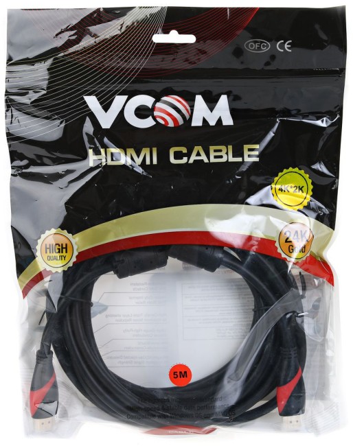 Кабель HDMI 19M/M ver. 2.0, 2 фильтра, 5m VCOM <CG525D-R-5.0> VCOM HDMI (m) - HDMI (m) 5м
