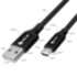 GCR QC Кабель 1.5m MicroUSB, быстрая зарядка, черный нейлон, AL корпус черный, черный ПВХ, 28/24 AWG, GCR-52476 Greenconnect USB 2.0 Type-AM - microUSB 2.0 (m) 1.5м