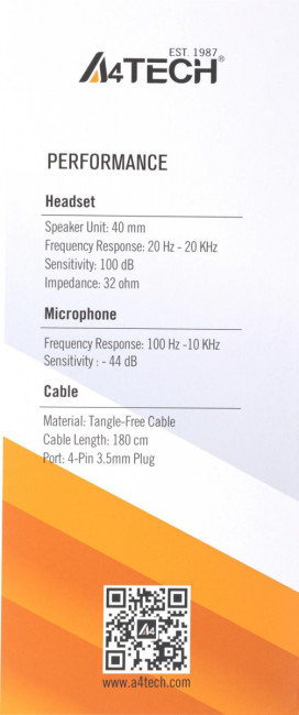Наушники с микрофоном A4Tech HS-8I Наушники с микрофоном A4Tech HS-8I