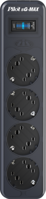 Сетевой фильтр Pilot SG 5 розеток (GP с заземлением), 15А/3.3кВа, автомат, 1.8 м, графит ZIS Pilot sG-Max