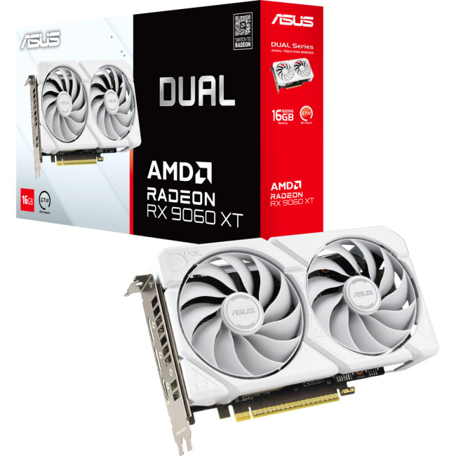 Видеокарта ASUS DUAL-RX9060XT-16G-WHITE (90YV0LG3-M0NA00) Видеокарта ASUS DUAL-RX9060XT-16G-WHITE (90YV0LG3-M0NA00)